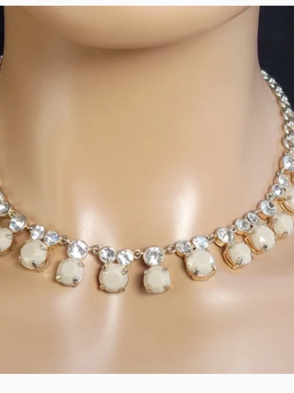 J.Crew cream lucite CZ necklace,Drop crystal pendant necklace EUC